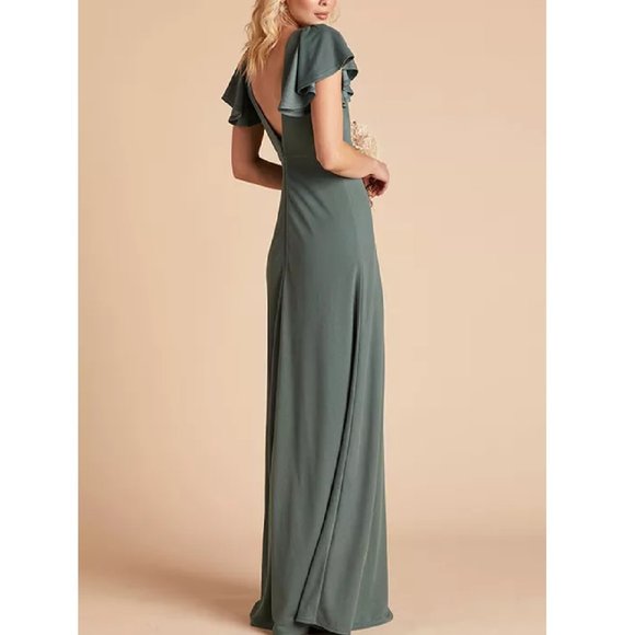 NWT BIRDY GREY HANNAH EMPIRE SEA GLASS GREEN CREPE BRIDESMAID DRESS SIZE XL - Picture 1 of 6